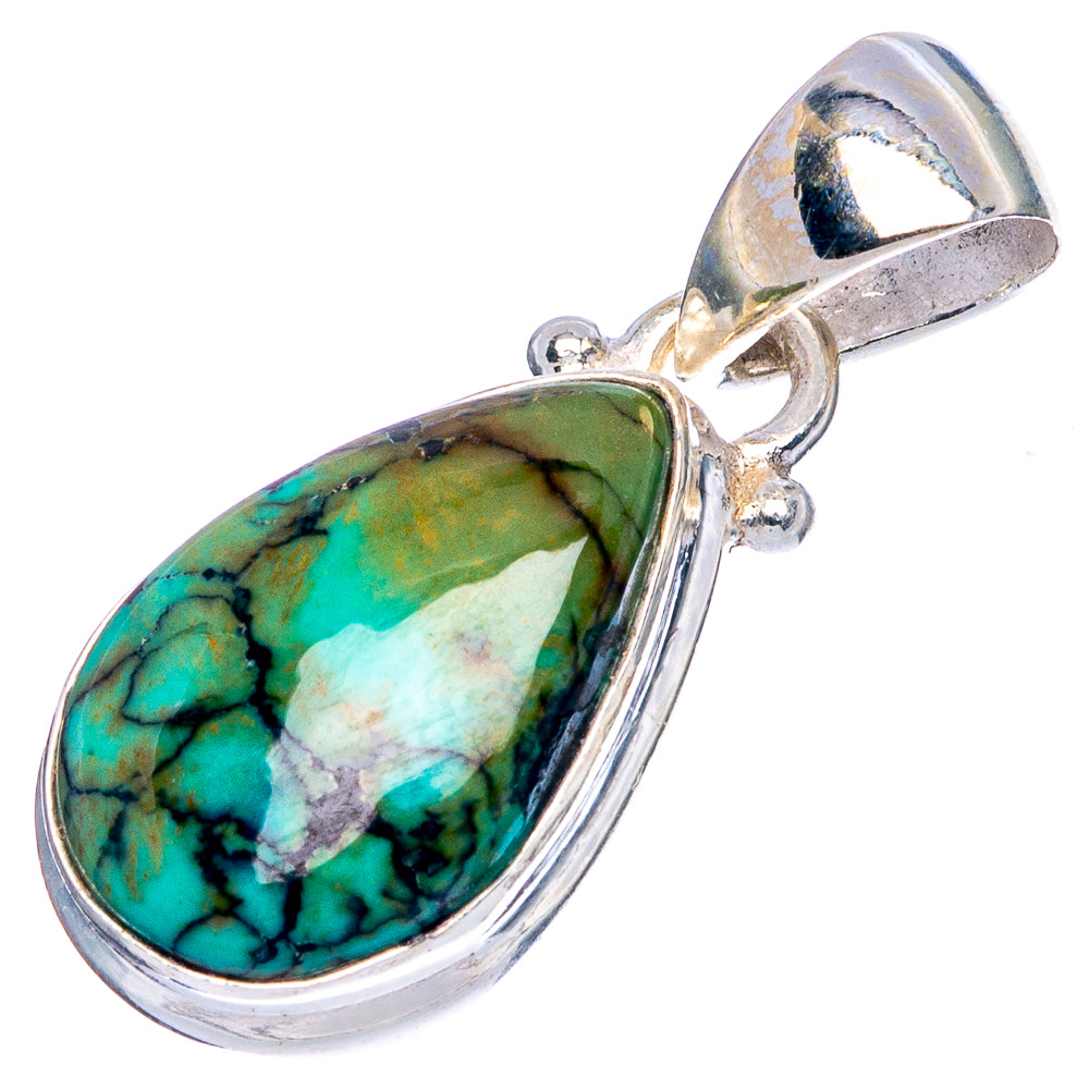 Rare Arizona Spider Web Turquoise Pendant 1 1/8" (925 Sterling Silver) P43310