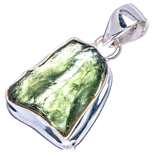 Rare Moldavite Pendant 1 1/8" (925 Sterling Silver) P43379