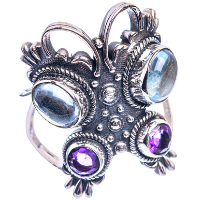 Large Aquamarine, Amethyst Ring Size 9.75 (925 Sterling Silver) R142330