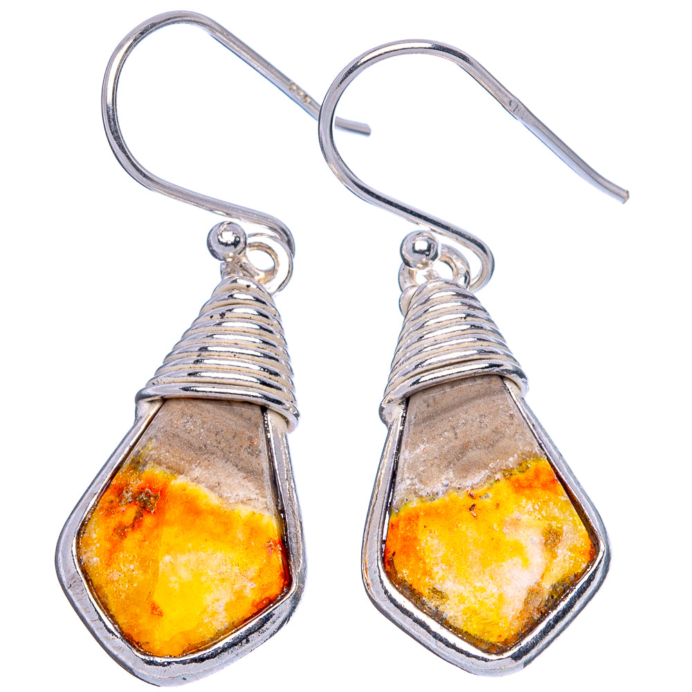 Bumble Bee Jasper 925 Sterling Silver Earrings 1 3/8" (925 Sterling Silver) E1940