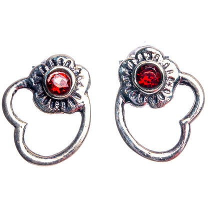Garnet Dainty Earrings 5/8" (925 Sterling Silver) E432499