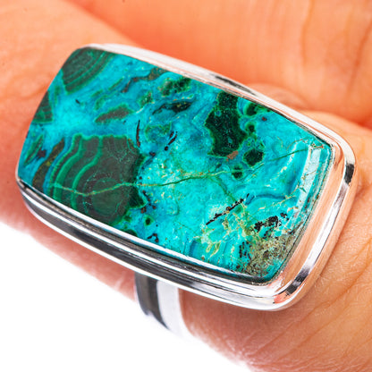 Malachite In Chrysocolla 925 Sterling Silver Ring Size 6.25