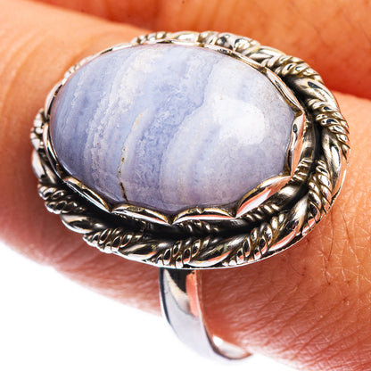 Blue Lace Agate Ring Size 10 (925 Sterling Silver) R144130