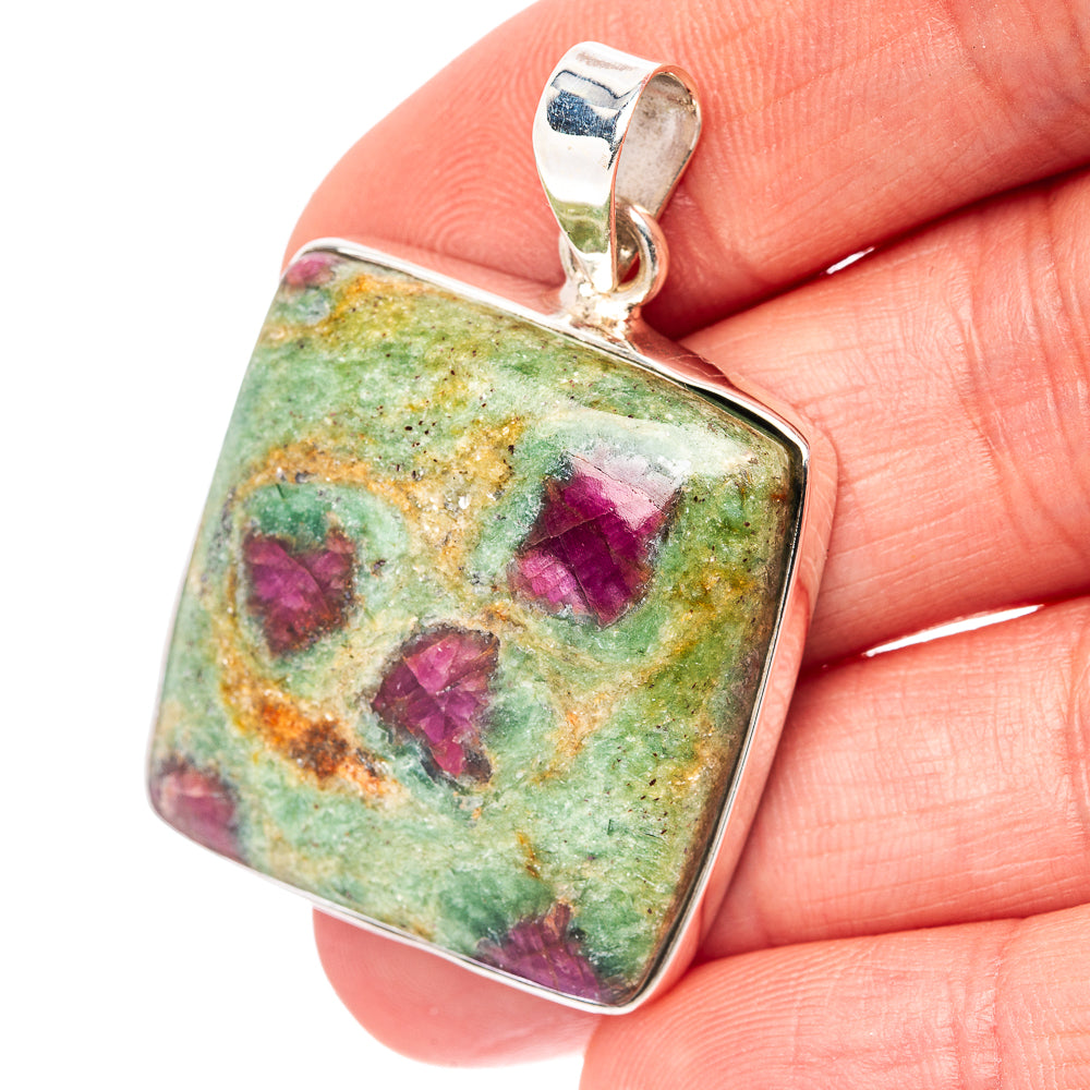 Premium Ruby in Fuchsite Pendant 1 5/8" (.925 Sterling Silver)