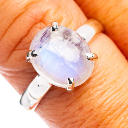 Rainbow Moonstone Ring Size 9 (.925 Sterling Silver)
