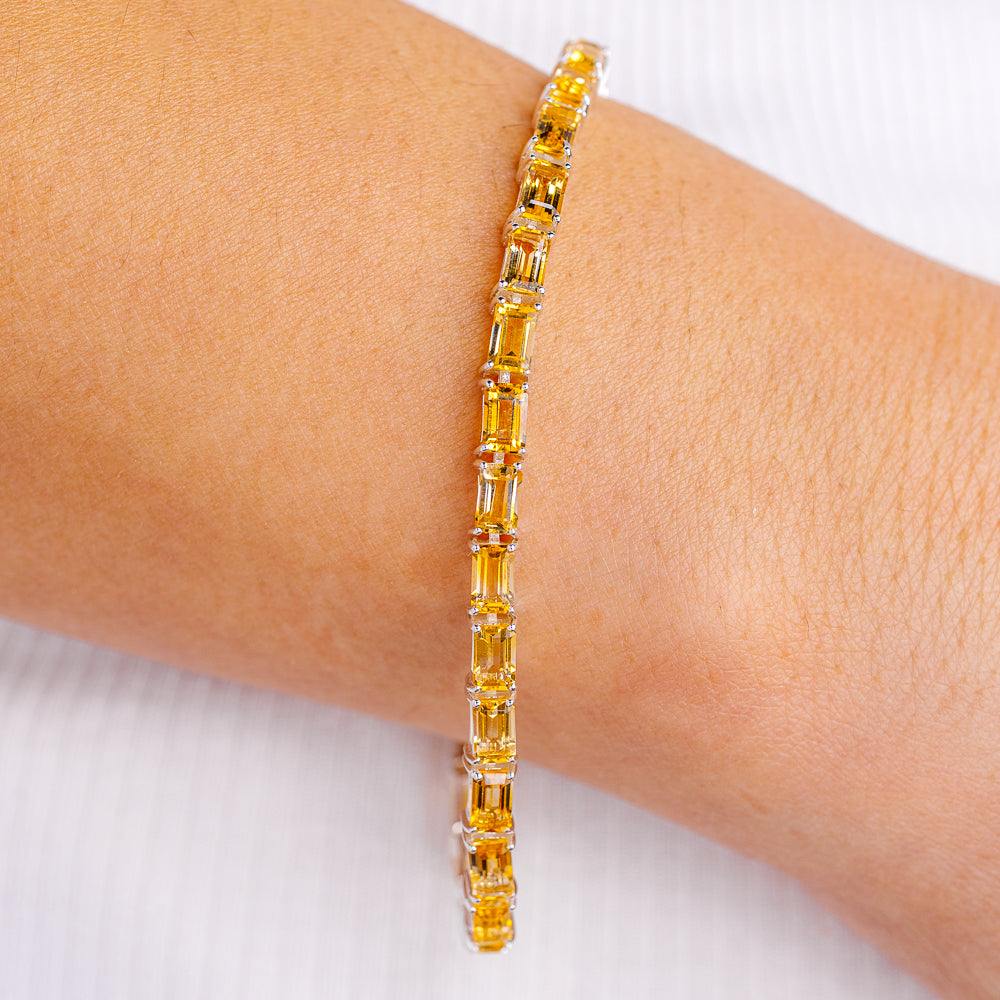 Premium Citrine Tennis Bracelet 7 1/8" (.925 Sterling Silver)