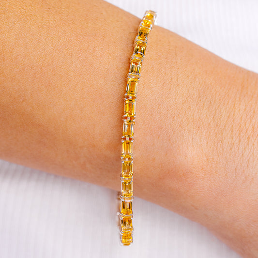 Premium Citrine Tennis Bracelet 7 1/8" (.925 Sterling Silver)