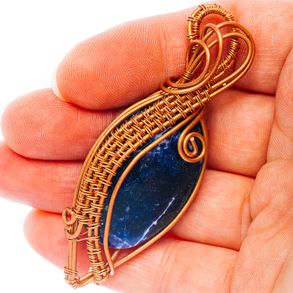 Sodalite Wire Wrap Pendant 2 5/8" (Copper)