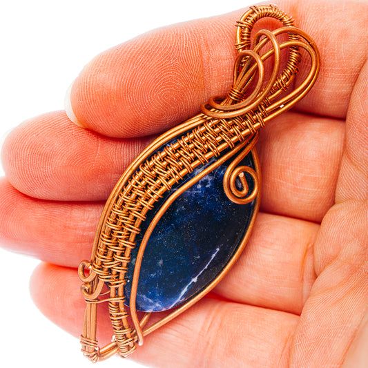 Sodalite Wire Wrap Pendant 2 5/8" (Copper)