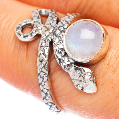 Value Rainbow Moonstone Snake Ring Size 8.25 (925 Sterling Silver) R3279