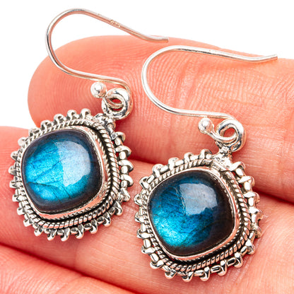 Labradorite Earrings 1 1/4" (.925 Sterling Silver)