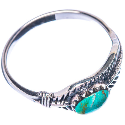 Sterling silver turquoise feather ring with oval cabochon, engraved details