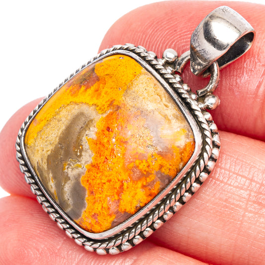 Bumble Bee Jasper Pendant 1 1/4" (925 Sterling Silver) P44051