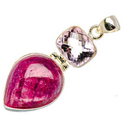 Ruby Fuchsite, Kunzite Pendant 1 7/8" (925 Sterling Silver) PD37981