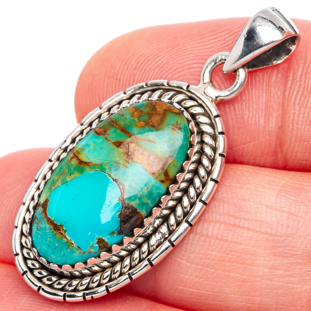 Rare Arizona Turquoise Pendant 1 3/8" (925 Sterling Silver) P42088