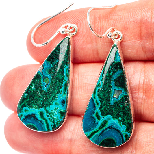 Teardrop malachite-style earrings, green/turquoise marbled stone with sterling silver hooks