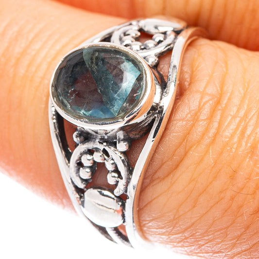 Blue Fluorite Dainty Ring Size 7.5 (925 Sterling Silver) R6021