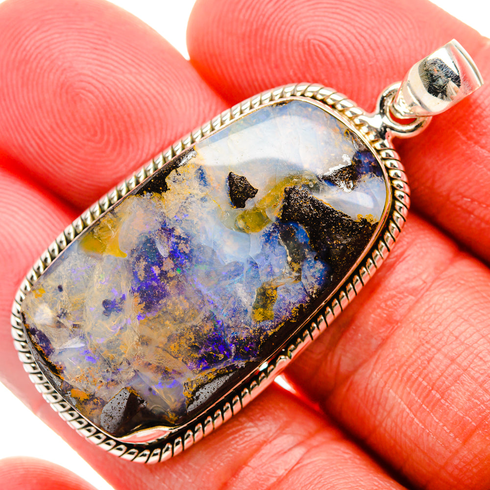 Australian Boulder Opal Pendant 2" (925 Sterling Silver) PD38107