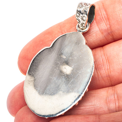 Exclusive Southwestern Style Hubei Turquoise Pendant 2" (.925 Sterling Silver)