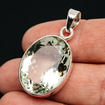 Premium 25ct  Faceted Prasiolite Pendant 1 3/8" (.925 Sterling Silver)