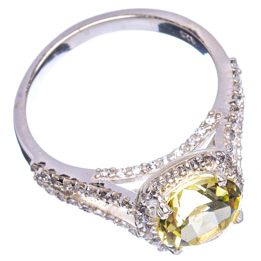 Sterling silver ring with lemon quartz center and cubic zirconia accents