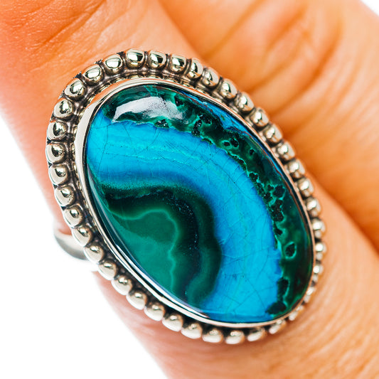 Malachite In Chrysocolla Ring Size 7 (German Silver)