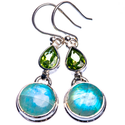 Green Moonstone, Peridot Earrings 1 1/2" (925 Sterling Silver) E432758