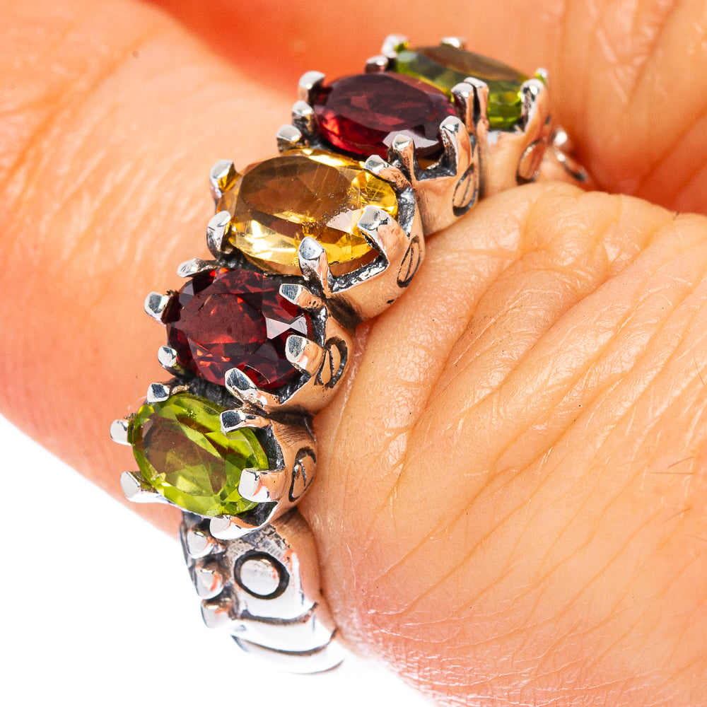 Garnet, Citrine, Peridot Ring Size 6.5 (925 Sterling Silver) R2354