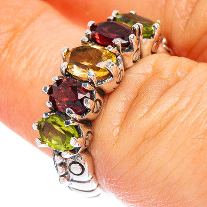 Garnet, Citrine, Peridot Ring Size 6.5 (925 Sterling Silver) R2354