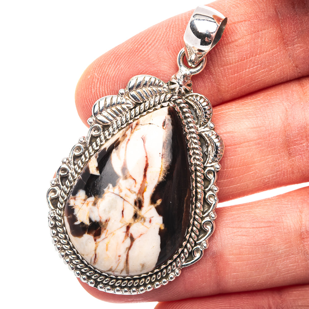 Premium Southwestern Style Peanut Wood Jasper Pendant 2" (.925 Sterling Silver)