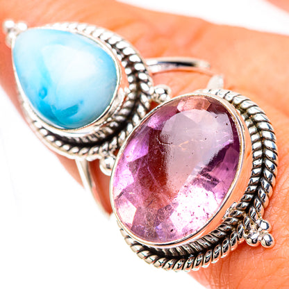 Large Faceted Ametrine, Larimar Ring Size 8 (925 Sterling Silver) RING139112