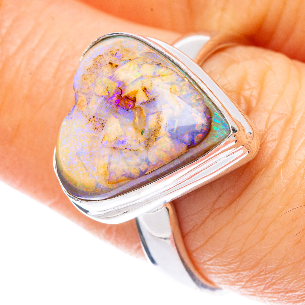 Rare Sterling Opal Heart Ring Size 8.25 (925 Sterling Silver) R2256