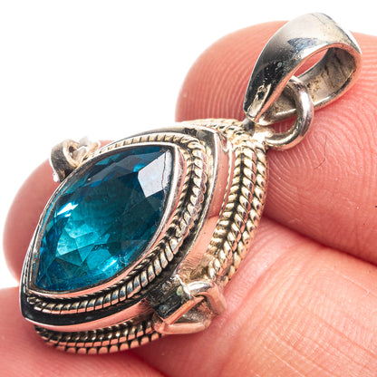 Poison Blue Topaz Pendant 1 3/8" (925 Sterling Silver) P39216