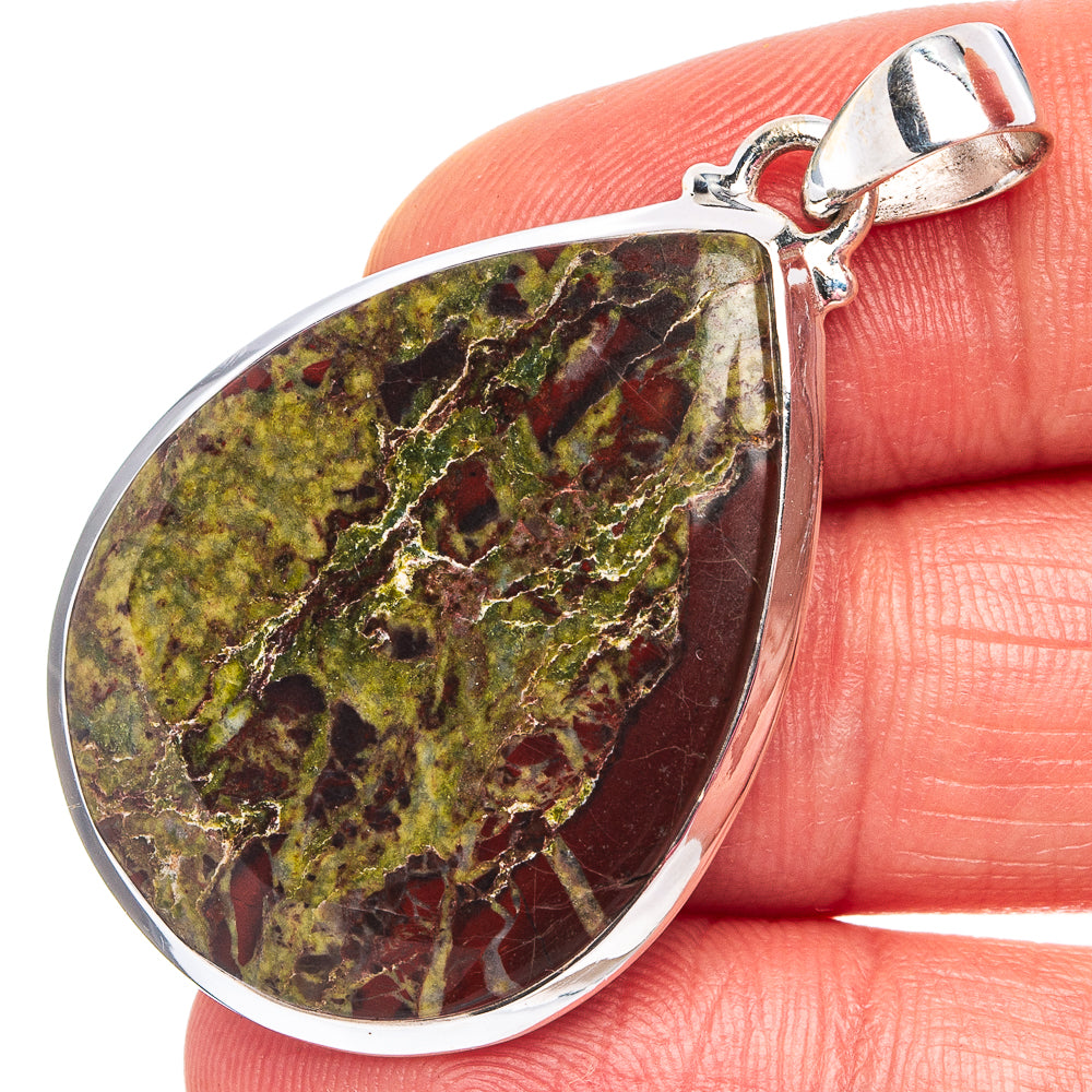 Dragon's Blood Jasper Pendant 1 5/8" (.925 Sterling Silver)