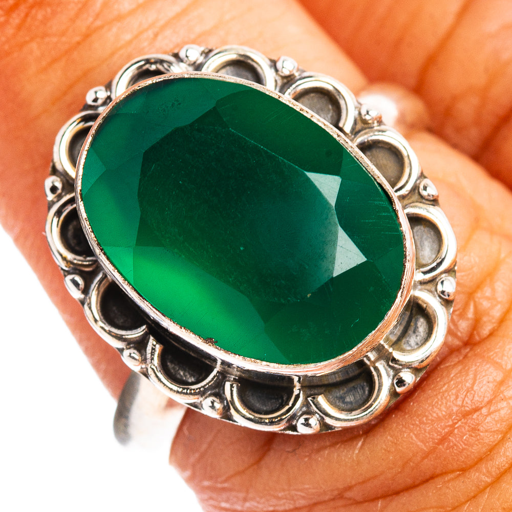 Green Onyx Ring Size 7 (.925 Sterling Silver)