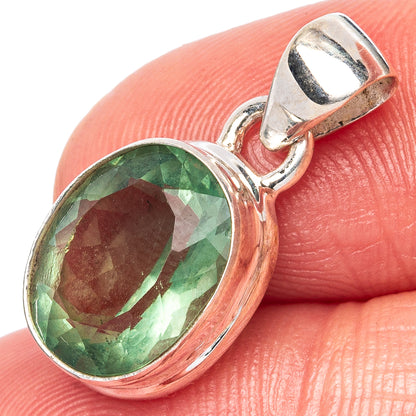 Faceted Green Fluorite Pendant 7/8" (925 Sterling Silver) P43021