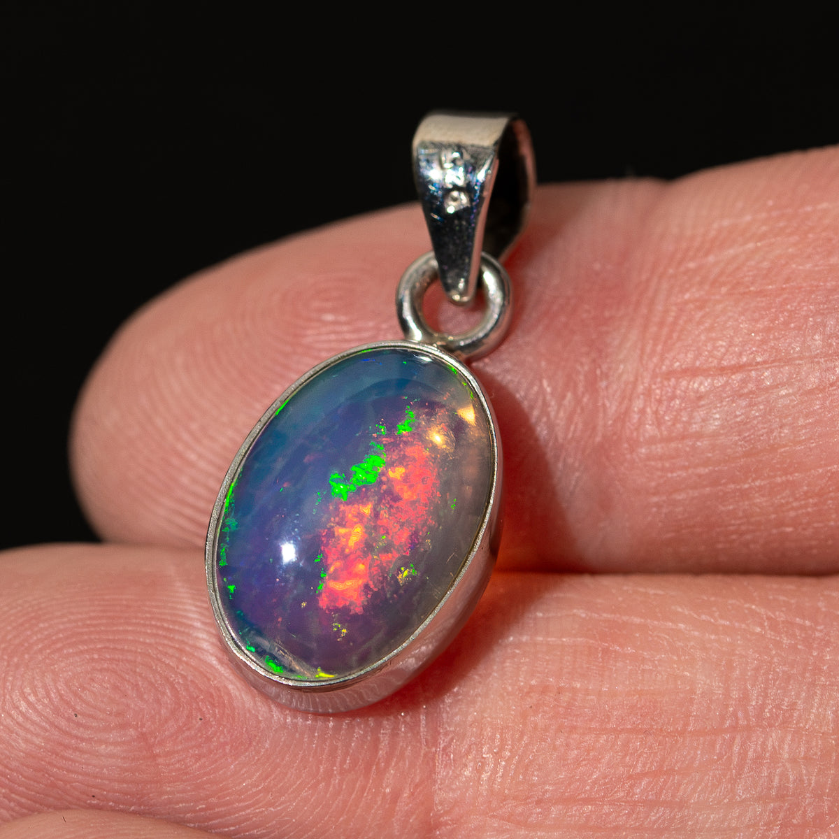 Premium Ethiopian Water Opal Pendant 1" (.925 Sterling Silver)
