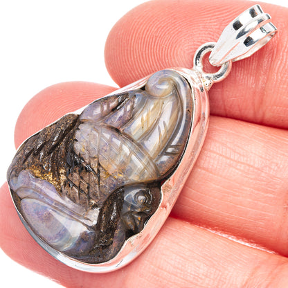 Boulder Opal Swan Pendant 1 5/8" (925 Sterling Silver) P40179