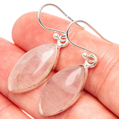 Rose Quartz Earrings 1 1/2" (925 Sterling Silver) E1714