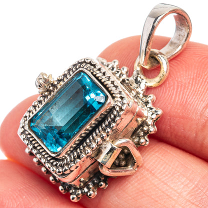 Poison Blue Topaz Pendant 1 1/4" (925 Sterling Silver) P39235