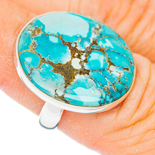 Premium Tibetan Turquoise Ring Size 6.75 Adjustable (.925 Sterling Silver)
