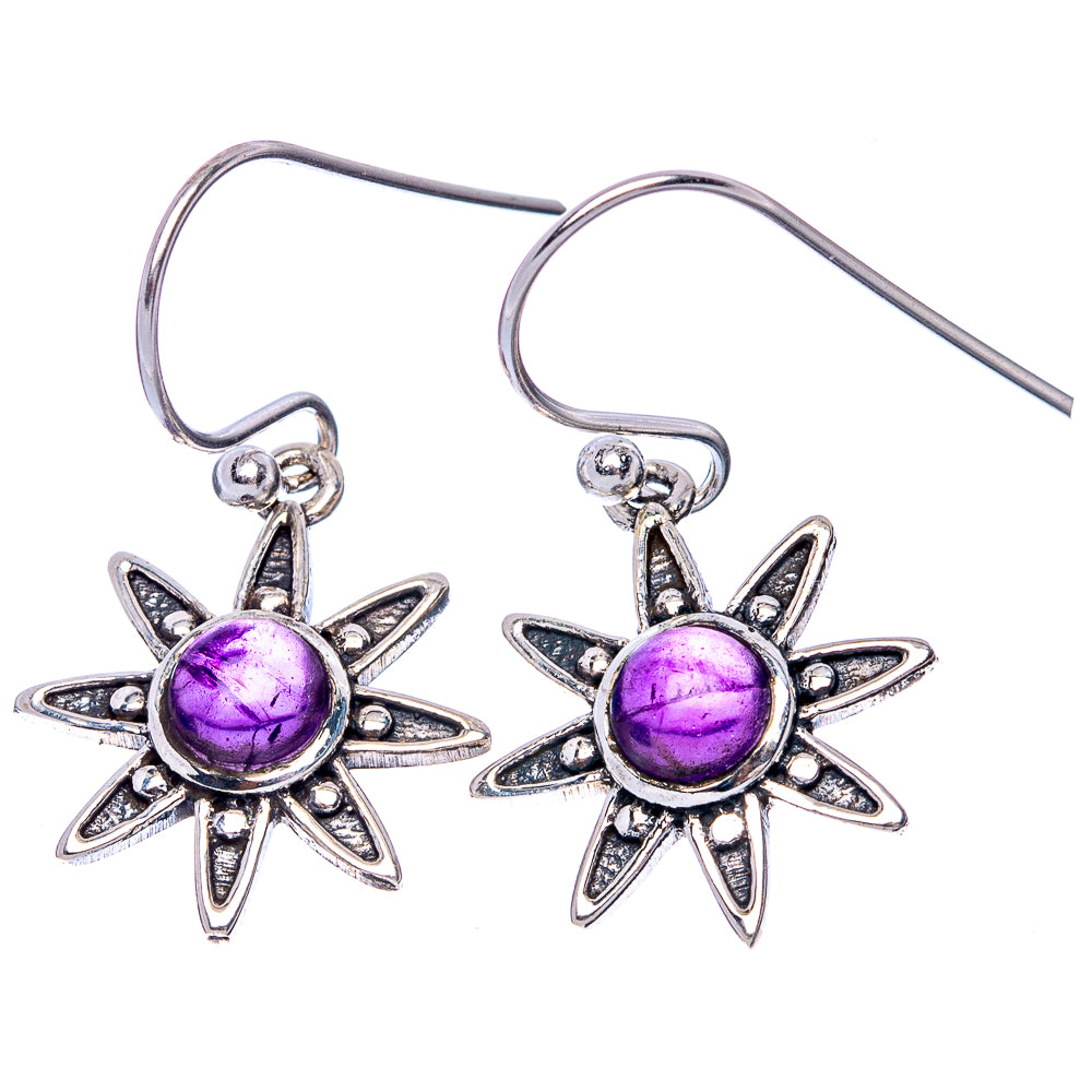 Amethyst Flower Dainty Earrings 1 1/4" (925 Sterling Silver) E2076