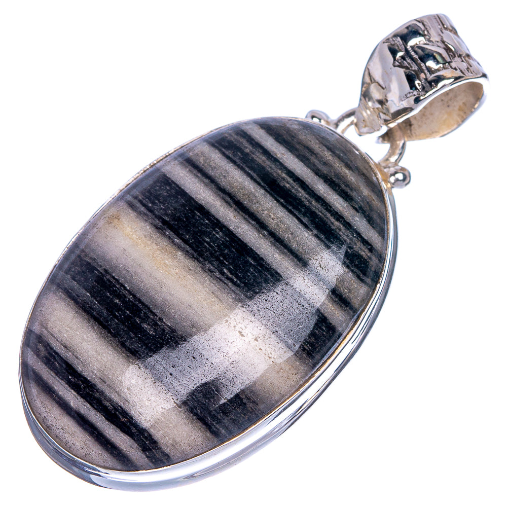 Green Zebra Jasper Pendant 1 5/8" (925 Sterling Silver) P40752