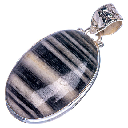 Green Zebra Jasper Pendant 1 5/8" (925 Sterling Silver) P40752