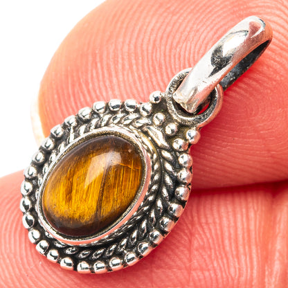 Tiger's Eye Dainty Pendant 7/8" (.925 Sterling Silver)
