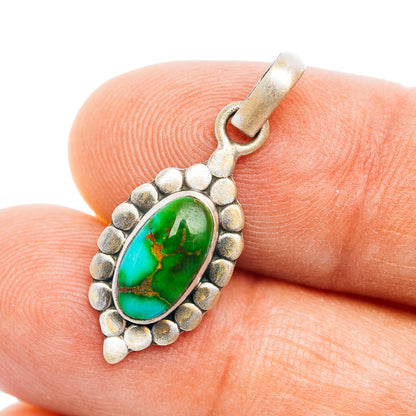 Southwestern Style Sonoran Gold Turquoise Pendant 1 1/8" (.925 Sterling Silver)