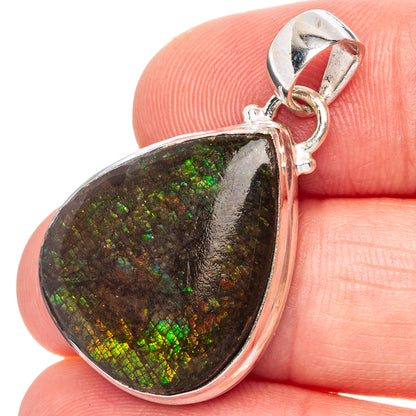 Rare Canadian Ammolite Pendant 1 3/8" (.925 Sterling Silver)