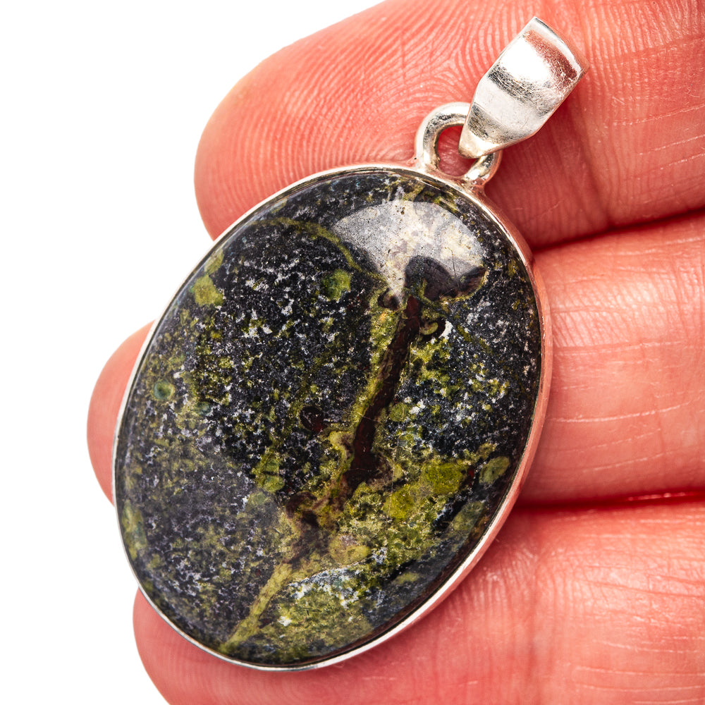 Dragon's Blood Jasper Pendant 1 5/8" (.925 Sterling Silver)