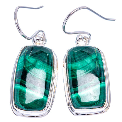 Malachite Earrings 1 3/8" (.925 Sterling Silver)