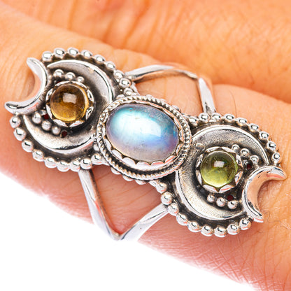 Rainbow Moonstone, Citrine, Peridot Ring Size 8 (925 Sterling Silver) R144702